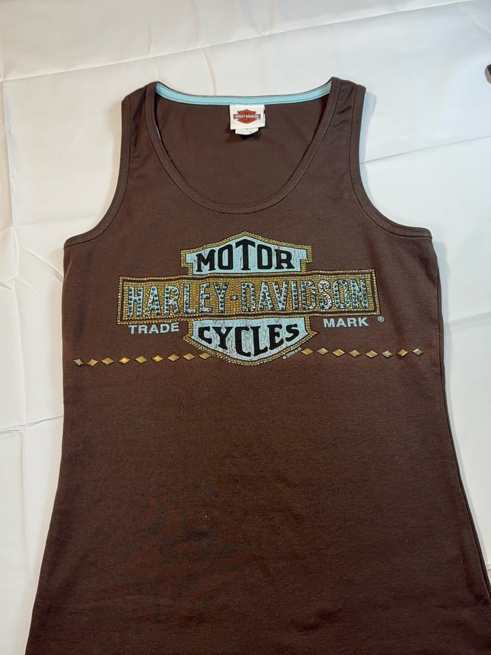 Harley-Davidson Brown Women's Logo Tank with Gold Accents